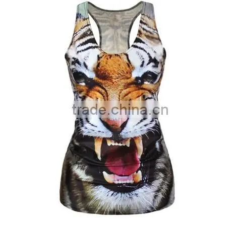 New Womens tiger covered vibrant native tribal 3D Print Basketball Vest