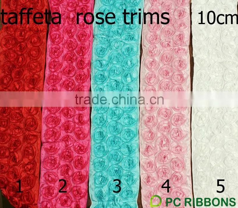 2015 best sale taffeta rose trims ribbon