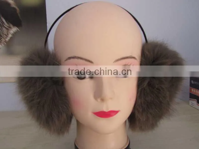 multy color warm fox fur hat earmuffs