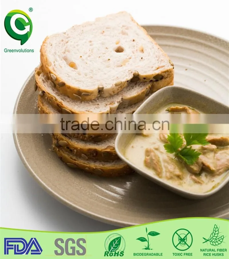 kitchen rice husk fiber round plate