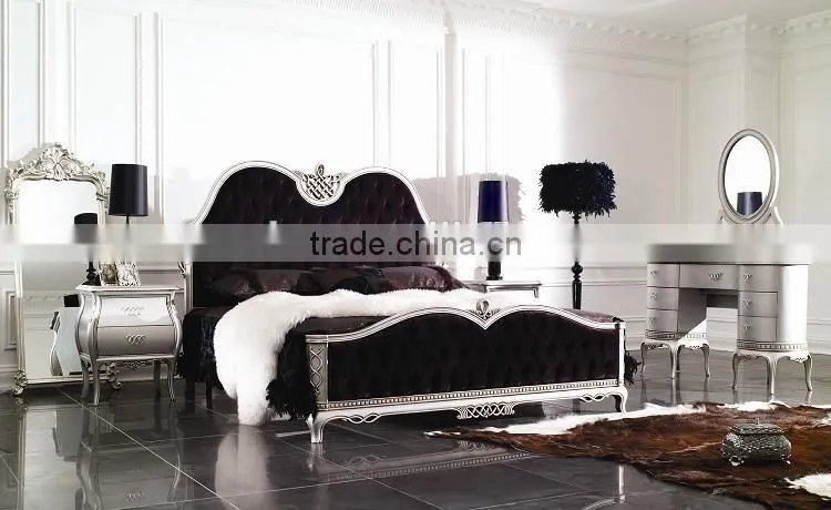 luxury royal France style antique type couple bedroom furniture set Bed Bedside table Wardrobe Dressing table Bench Royal Chair