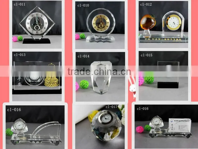 crystal glass table clock for decration or gifts souvenirs
