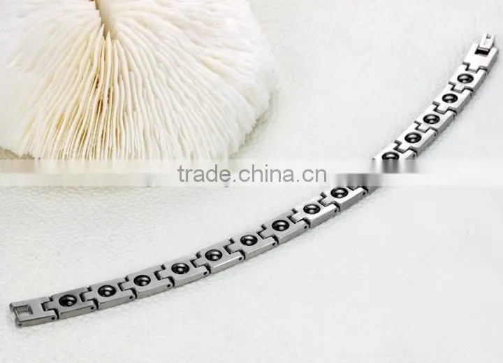 KSTONE 2015 Fashion Crystal Magnetic 316L Stainless Steel Energy Bracelet for Men