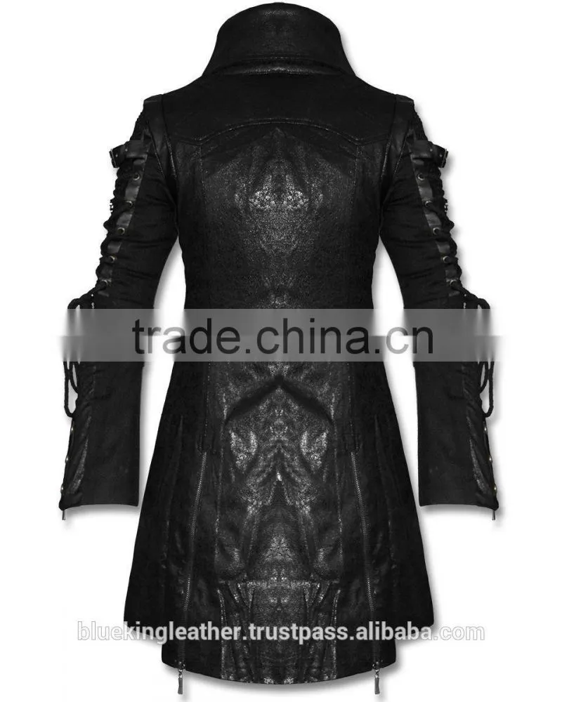 Poison Black Jacket Mens Faux Leather Goth Military Coat