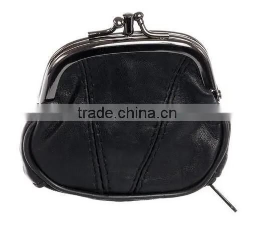 Factory Supplier Womens Leather Kiss Lock Coin Purse Fashion Coin Case