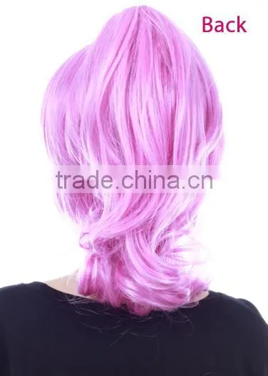 Colorful multi red pink cute tassels Synthetic anime wig japanese hot cosplay wig with horsetail