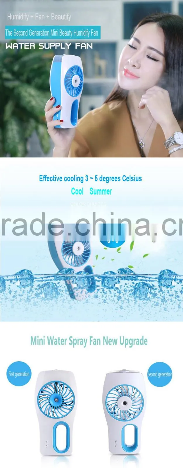 Hot selling Electric Handheld summer mini fan humidifier usb fan for phone