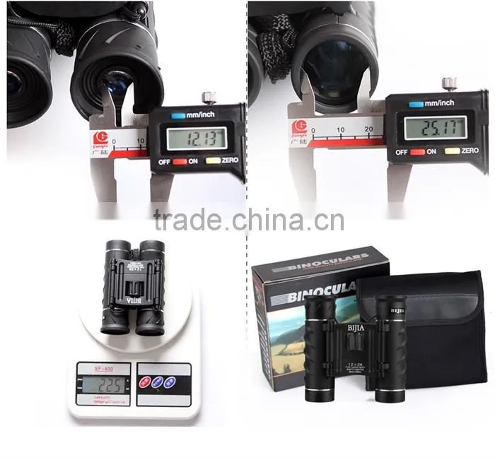 BJ700102 12X26 Compact Binocular with Neck Strap and Carrying Case Bird watching waterproof porro binoculars