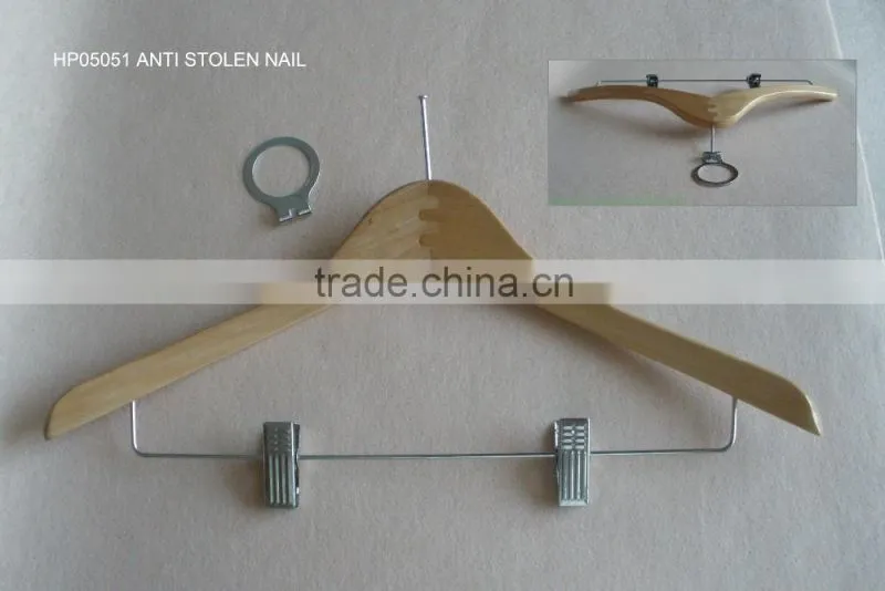 Natural wooden clips garment hotel anti theft ring wood hospitality coat hanger