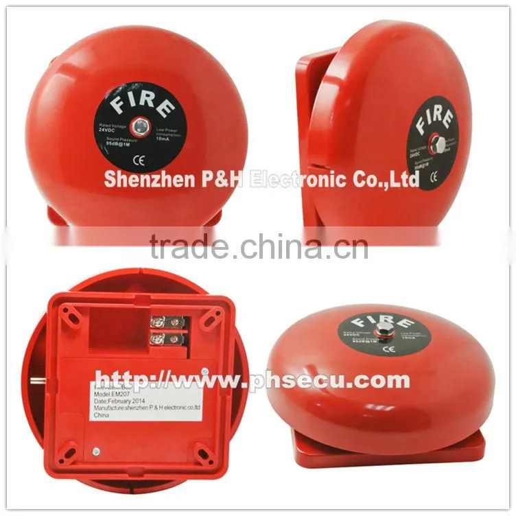 6" Inch 24 Volt DC Red Fire/Security Alarm Bell