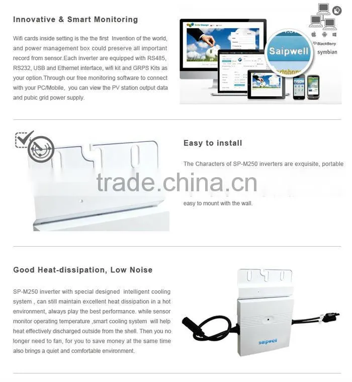 2014 New Single Phase MPPT 250W Solar Micro Grid Tie Inverter SP-M250