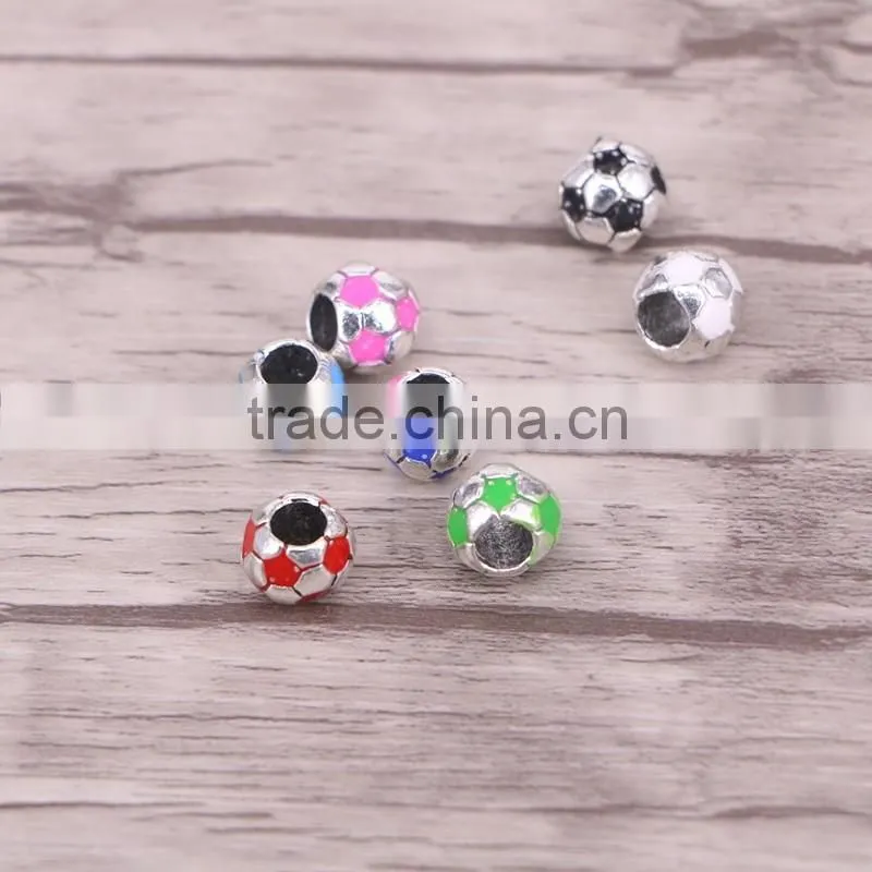 Cute Enamel Ball Beads Big Hole Charm Beads fit Bracelet Jewelry