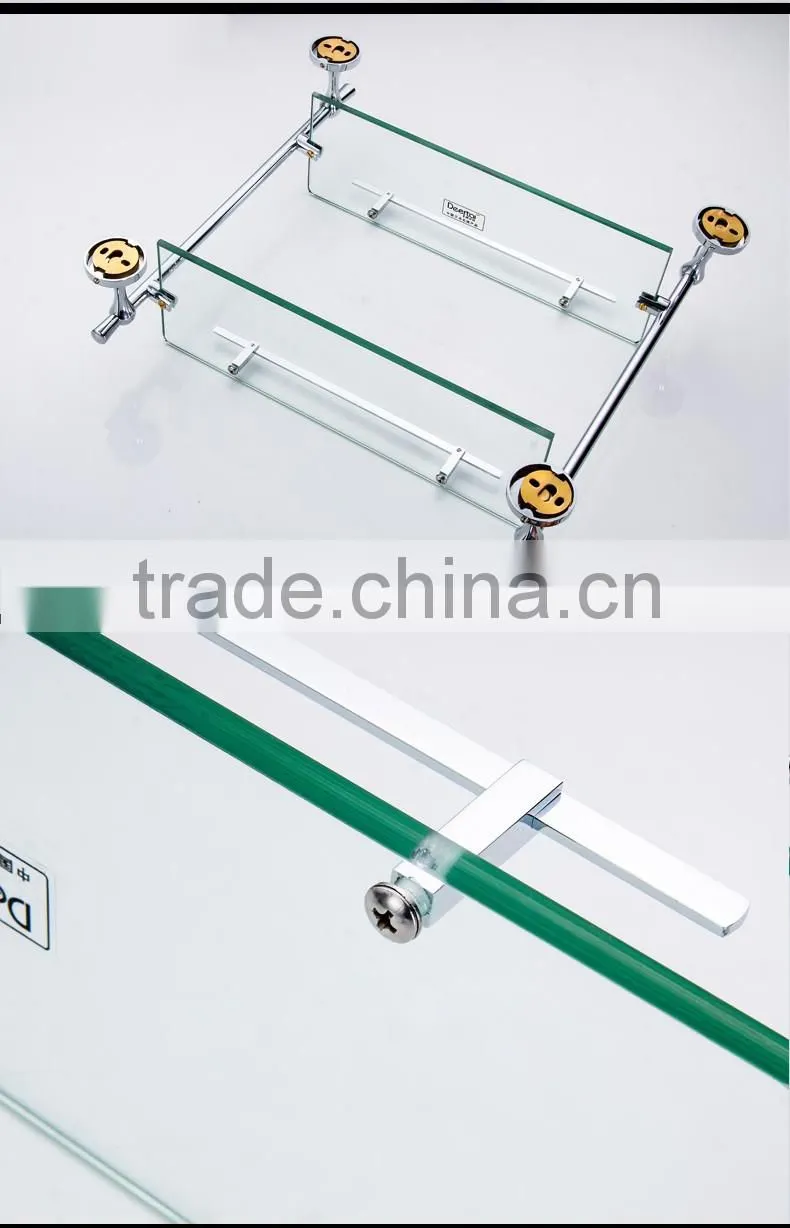 80100 bathroom shelf Contracted silver Double glass shelf hotel use 3c proved