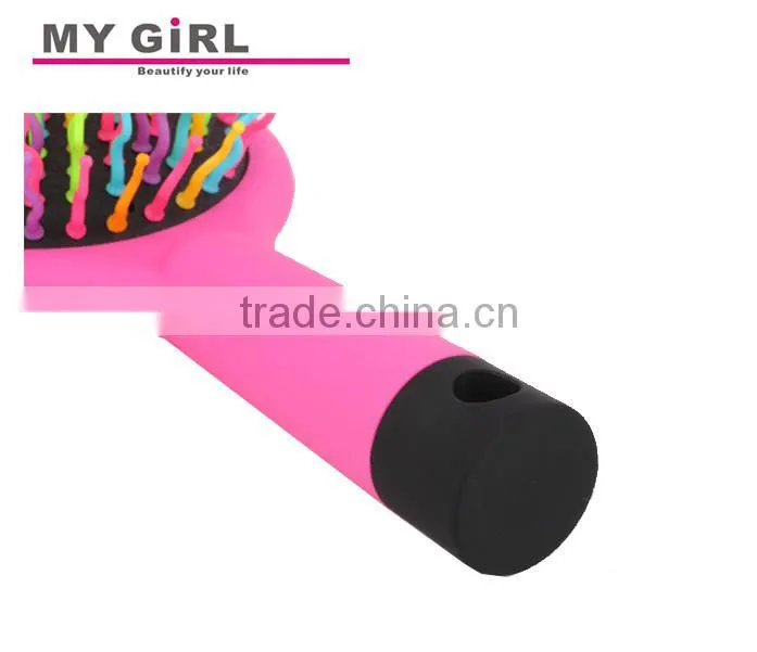 2016 hot sale My girl arrival high quality care massage comb Hair Tools rainbow hair brush with mirror ionic hair brush