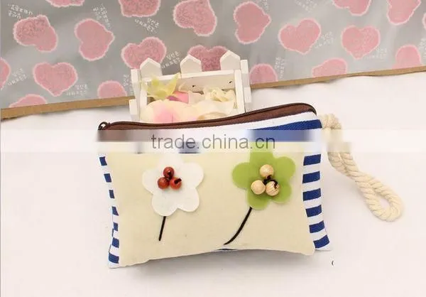 Fashion Stripe Hand Sewing Beads Fabrics Woman Coin Wallet Wholesale ZTCW-0022