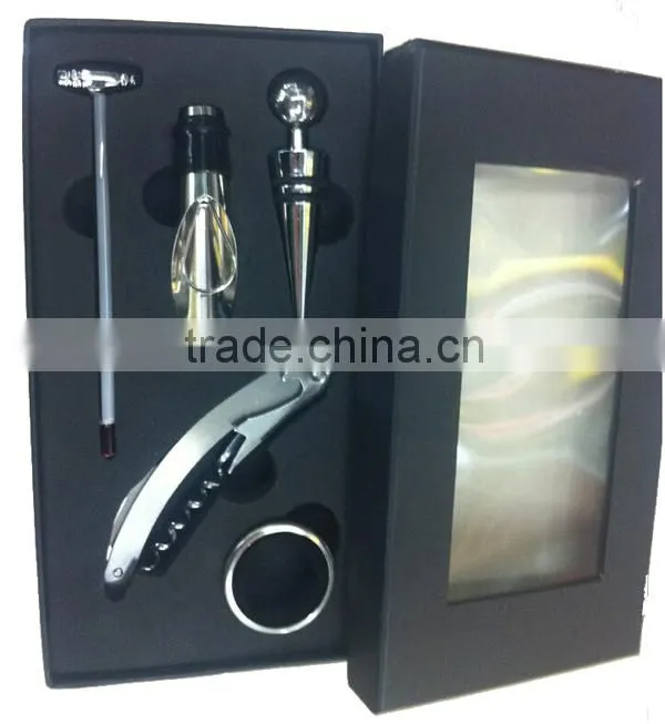 4 pieces Wine Opener Set With Black Box ,Wine Opener Gift Set