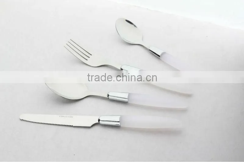 Transparent plastic handle stainless steel dinnerware