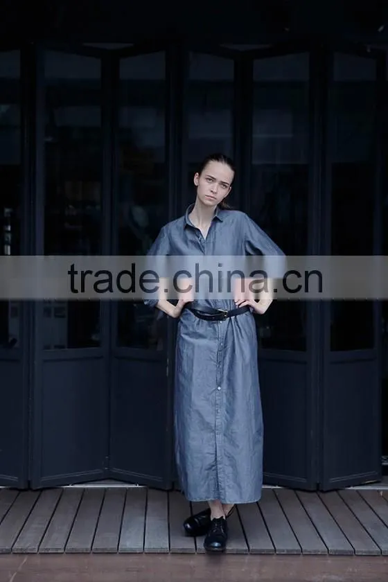 Washed Denim Shirt Dress Loose Large Size Long Sleeve Women New Autumn