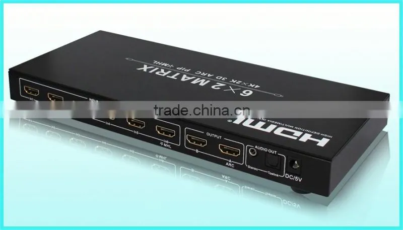 High speed HDMI Matrix 6 by 2 with Dual ARC, support 4k2k with super quality
