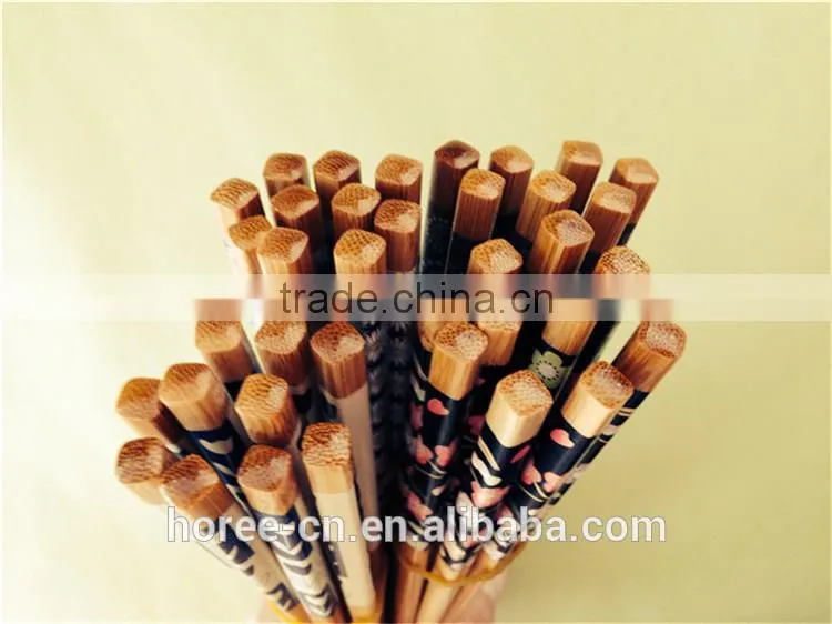 Chinese round bamboo reusable chopsticks with pattern
