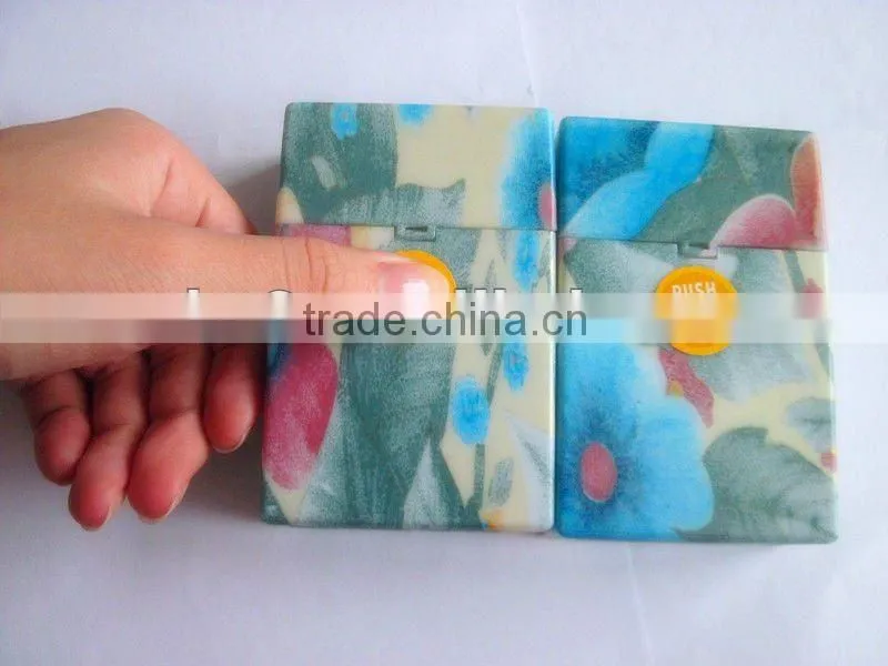 2012 Hot selling. Automatic open plastic cigarette case. Water transfer painted plastic cigarette box.