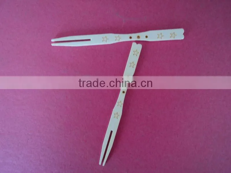 disposable small bamboo fruit fork spoon set