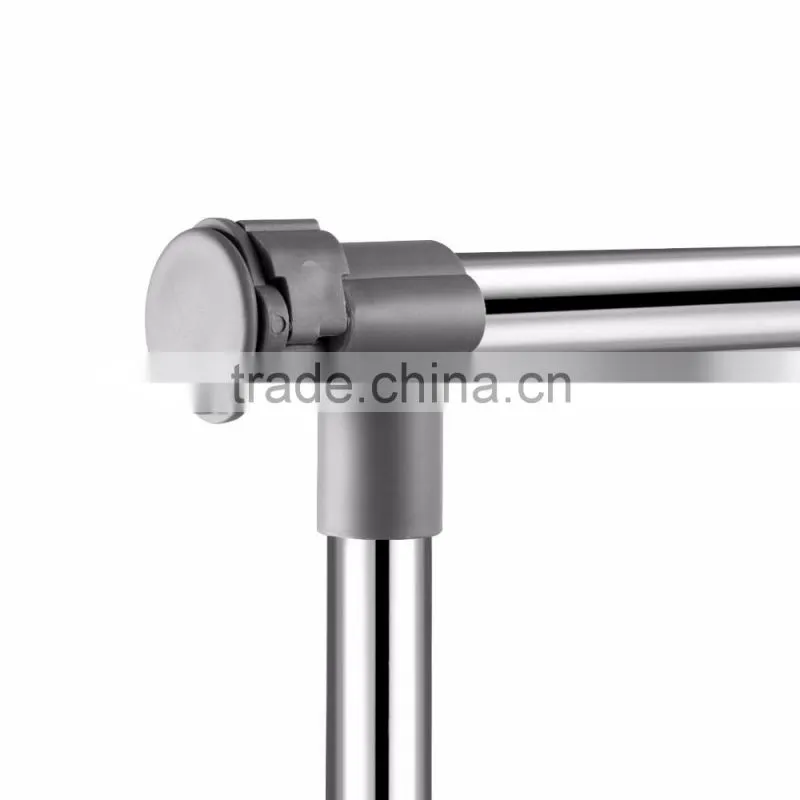 Heavy Duty Double Rail Adjustable Telescopic Rolling Clothing Garment Rack