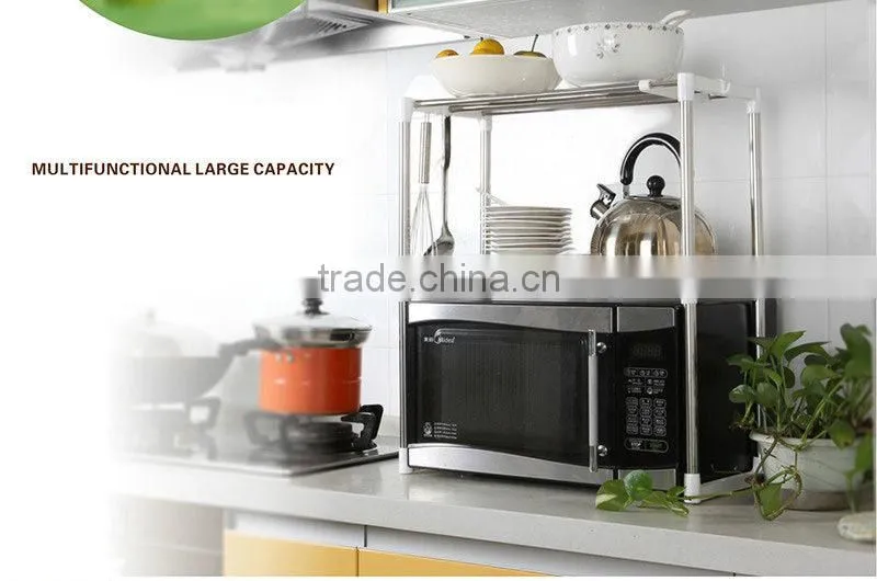 New Multifunction Stainless Steel Tool Kitchen 2 layers Microwave Oven Organizer Holder Storage Shelf Rack