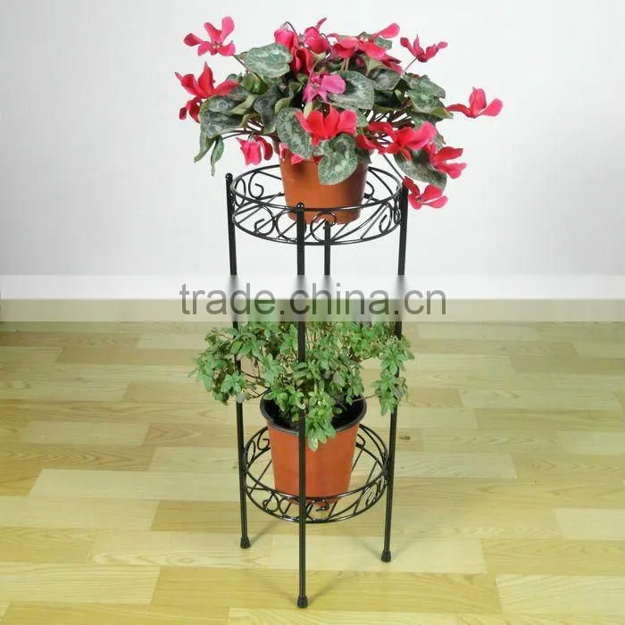 Metal wire 3 tier black plant stand