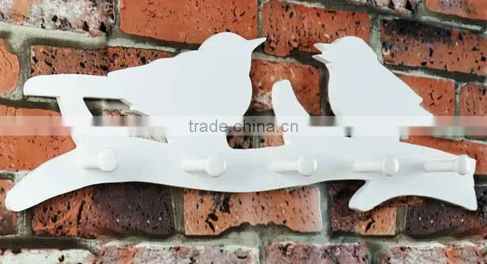 Rural white bird creative wooden wall shelf