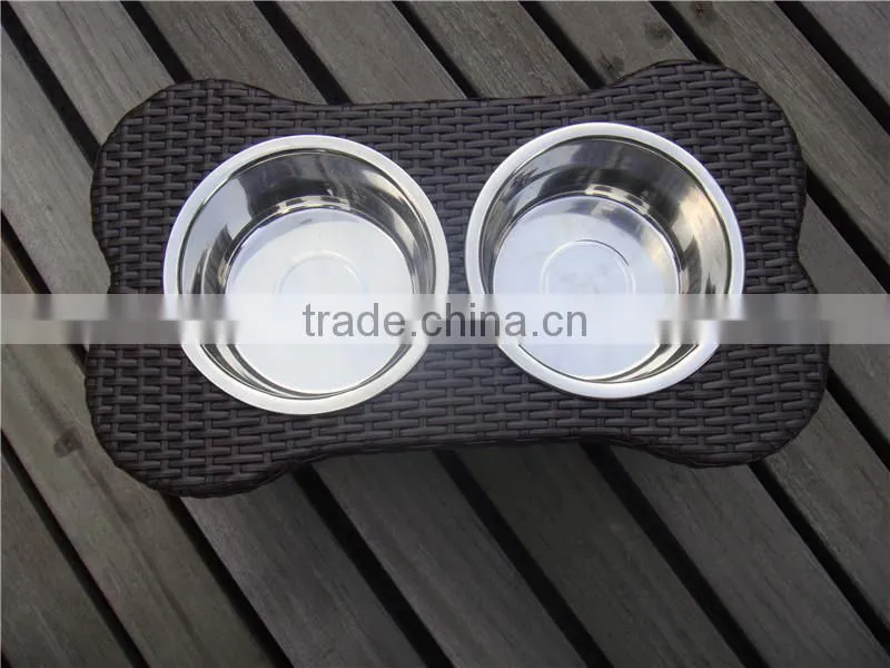 Stainless Steel Rattan/Wicker Dog bowl