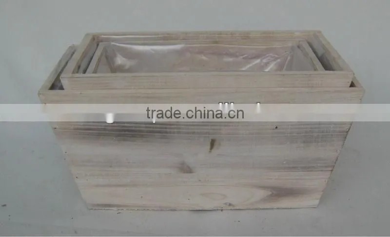 square antique with wash wood planter