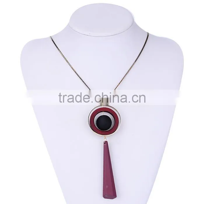 chunky bead ball wood hoop gold hoop rubber strip pendant necklace long geometric necklace