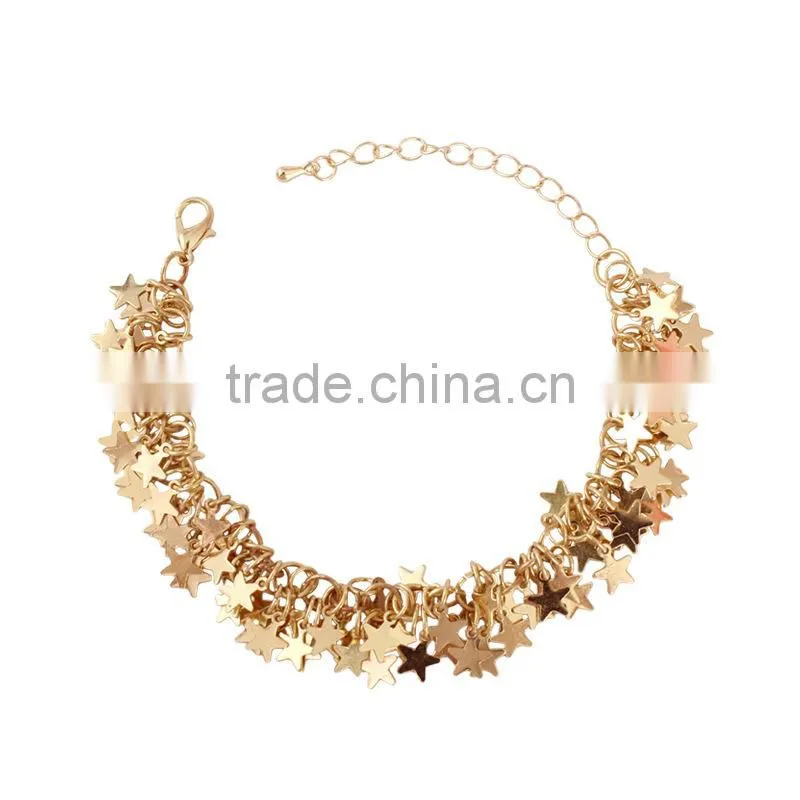 layered gold tiny stars charms bracelet gold stars chain bracelet
