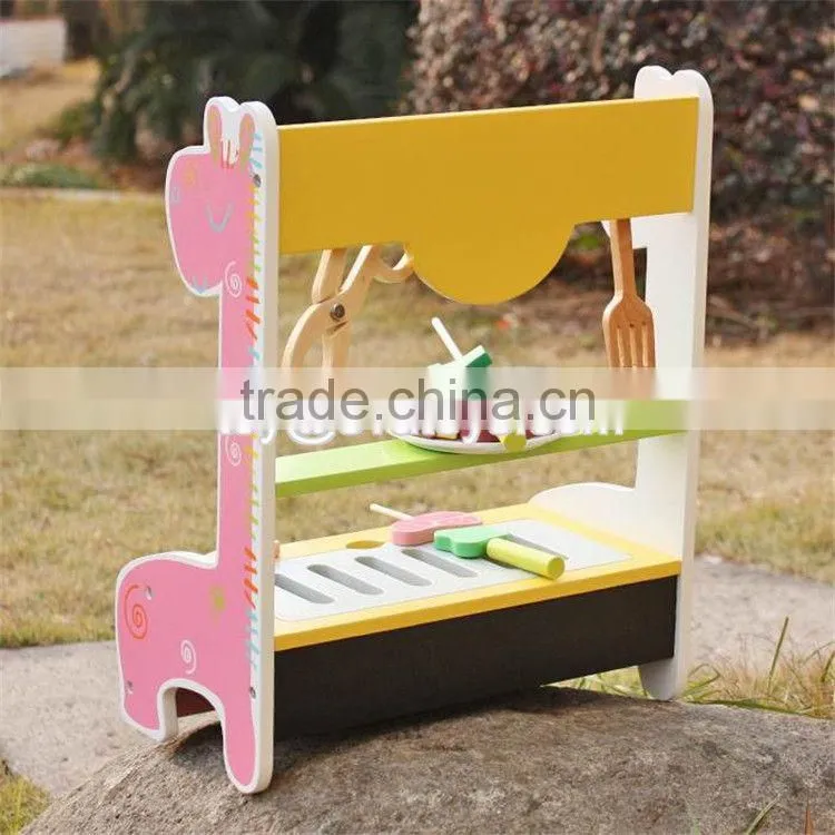 New design preschool kids play kitchen toys wooden toy bbq set W10C302