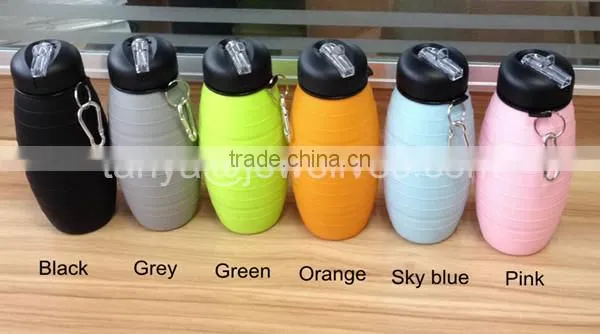 silicon collapsible water bottle with various colors and capacity