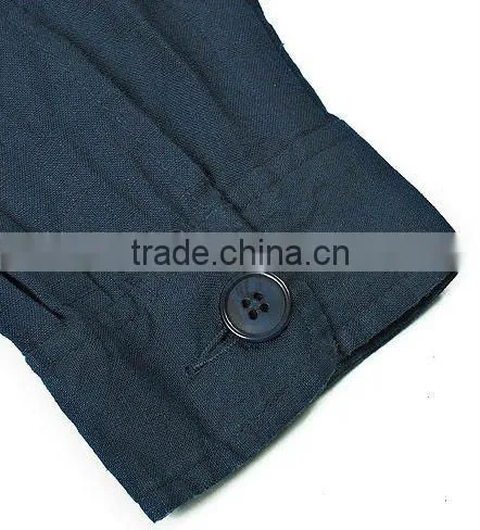 Ladies' 100% linen casual long sleeve shirt with four pockets