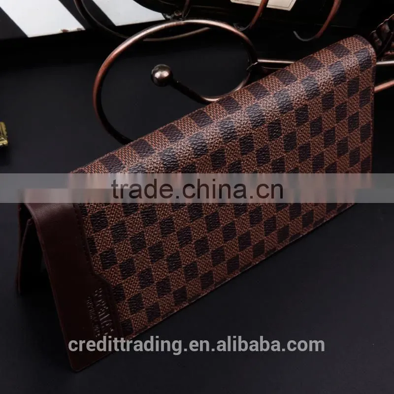 Latticed leather wallet for men