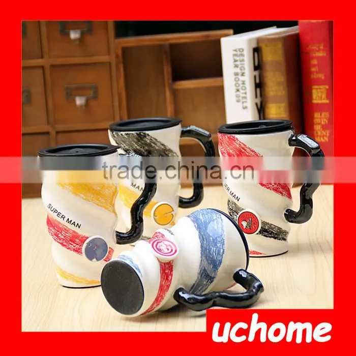 UCHOME Thread Coloured Drawing Promotional Coffee Mug With Lid