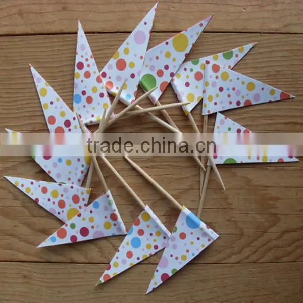 Wholesale Disposable Wooden /Bamboo Flag Toothpicks For Halloween Decoration
