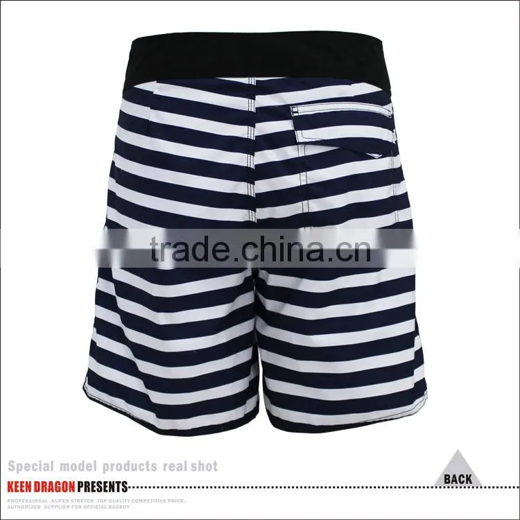 europe hot sale swim trunks 100% microfiber blue white stripe shorts