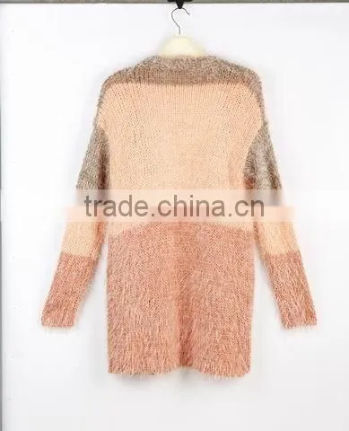 V neck men cardigan striped fashion mohair sweater