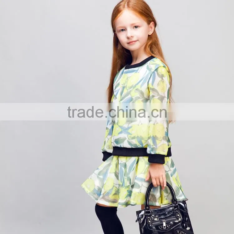 Stock available! COOL KID ZONE 2016 fashion kids autumn clothes girl dress suit 4 to 14 years old kids girl autumn dress