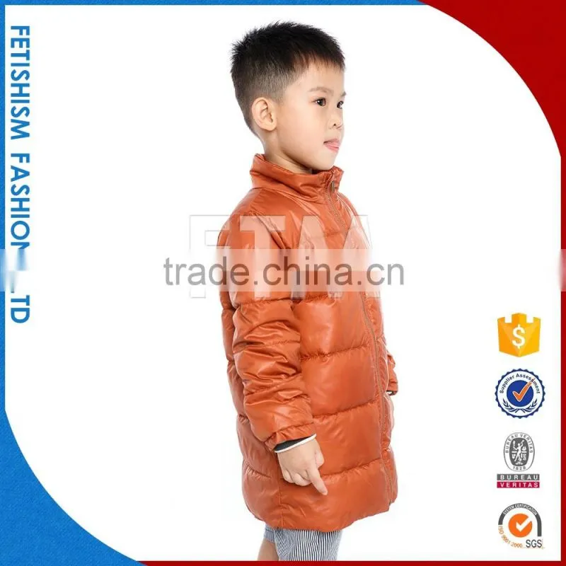 Best Price Long Sleeve Winter Fur Leather Letters Loose Orange Boys Fancy Coats For Kids With Letters