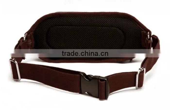 Fashion men brown sport elastic waterproof leather waist bag