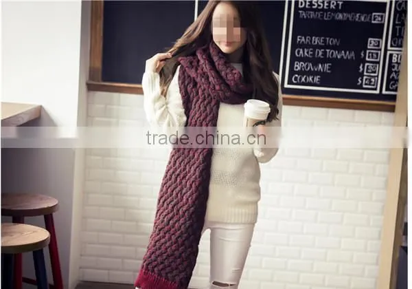 Latest design super long and super warm 3color choice men and women acrylic fashion neckwear muffler