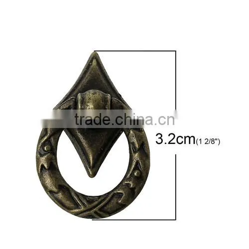 Antique Bronze Rhombus Jewelry Wooden Box Pull Handle Knobs 32.0mmx21.0mm