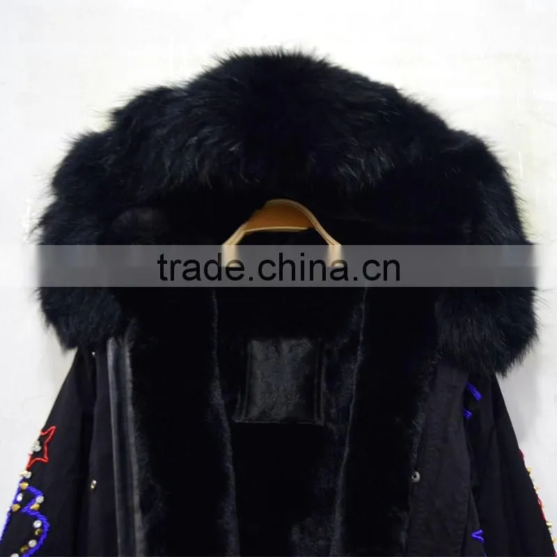 New Fashion black long Britain beading faux fur coat for men