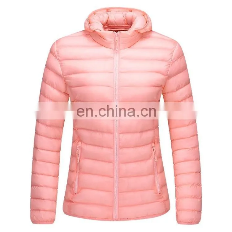 Unisex lightweight nylon shell down jacket with warmer hood