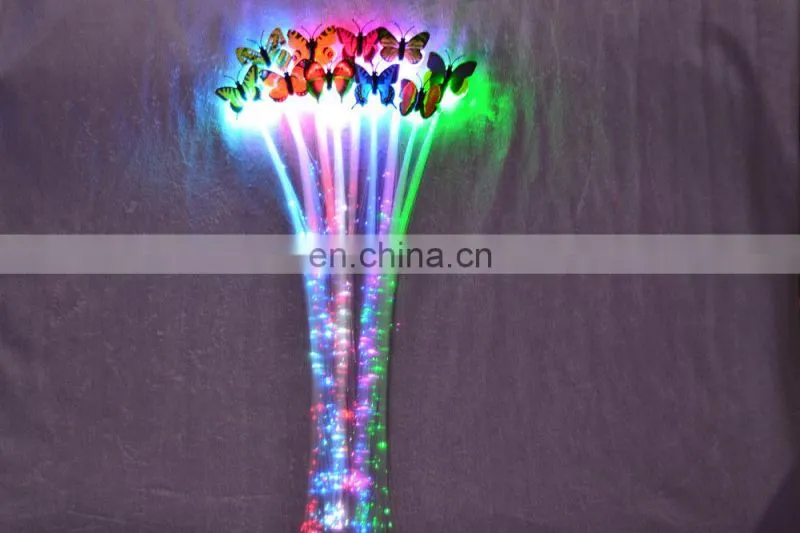 Hot sale decoration glowing flash braid light up hair fiber hair braid /flashing Braid for Party